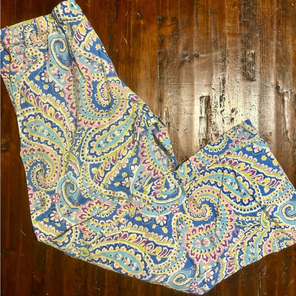 Vera Bradley Multicolor Paisley Pants Pajamas PJ’s blue white fall winter Size M - Picture 4 of 5